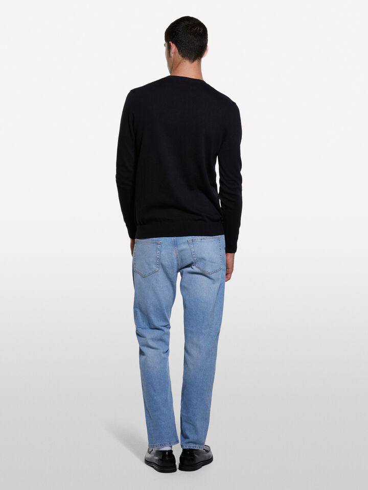 Schwarzer Pullover mit Rundhalsausschnitt - rundhalspullover für herren - Schwarz | Sisley image number 2